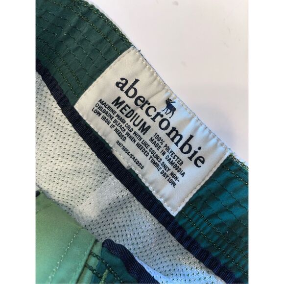 Abercrombie & Fitch Board Shorts Mens Medium Green White Colorblock Beach Surf - Picture 4 of 6
